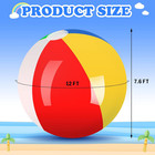Giant 12ft Inflatable Rainbow Beach Ball - Jumbo Pool Toy For Water Games   Part