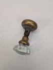Vintage Glass Brass Door Knob Set Clear Fluted Handle Antique Hardware Usa