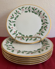 Lenox Holiday Dimension Set Of 6 Dinner Holly Berry Plates - Nice 