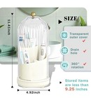 Toothbrush Holders With Sliding Lid  Rotating 3 Slots Bathroom Organizer Counter