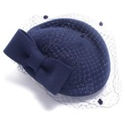 Lady Womens Dress Fascinator Wool Felt Pillbox Hat Party Wedding Bow Veil A082