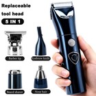 5-in-1 Electric Shaver   Hair Clippers - Cordless T-blade Beard Trimmer With Led