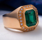 Green Emerald Gemstone Ring For Men s With 925 Sterling Silver Emerald Cut Ring