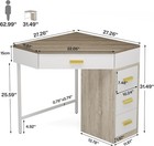 Corner Desk  Triangle Computer Desk With 3 Drawers  90-degree Study Writing Desk