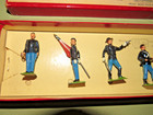 Vintage Britains  2059 Set 7 Lead Civil War Us Infantry Soldiers In Box Lot  39b
