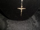 21in Long Vintage Sterling Silver Clear Crystal Beaded Rosary Crucifix  Cross