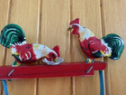 Vintage Retro Tin Squeeze Toy Chicken Pecking  Chicken Feeding-fun Action Toy