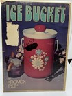 Vintage 1960s Kromex Handled Ice Bucket Plastic W Box Floral Flame Lid Usa