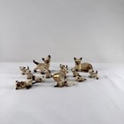 Vintage Hagen Renaker Siamese Cat Family Figurine Lot 14pc Kittens Milk Pail