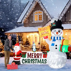 6 Ft High Christmas Decoration Inflatable Snowman Blowup Led Rotating Snow Flake
