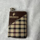 Vintage Remy Martin 1738 Accord Royal Cognac Hip Flask Plaid Leather Wrap