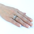 Womens 0 6 Ct Princess Cz Stackable Silver Stainless Steel Wedding Ring Set