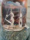 Vtg Brig Of War Ship In A Bottle Glass Jug Diorama Folk Art Nautical Large