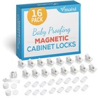 16 Pack Child Safety Magnetic Cabinet Locks - Baby Proof Cupboard Latches   Adhe