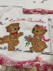 Vintage Pillowcases    too Tired         wide Awake    Bears Crochet Edge - Pink - Nice