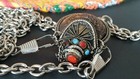 Old Tibetan Coin Snuff Bottle With Local Turquoise   Coral   Silver On Chain   
