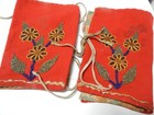 Antique Red Stroud Cree   Metis Indian Leggins Beaded Both Sides - C1920s