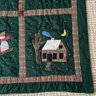 Applique Christmas Quilt Red Green Hand Quilted Cotton Throw 50 x60  Wallhanging
