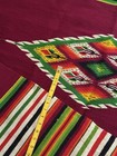 Mexican Saltillo Serape Blanket Rug Burgundy Diamond Southwestern Fringe  42x82