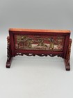 Antique 19th C  Chinese Wood Table Screen  Figural Story  Scholar s Yanping