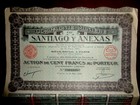 Compagnie Miniere Santiago Y Anexas  share Certificate  mexico 1925   Vg 