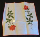 Vintage Hanky Signed Colette Long-stemmed Roses Sticker Penney s Price Tag