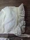Vtg 1950s Baby Baptism Christening Sheer White Gown Dress With Bonnet