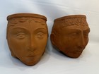 Vintage Rookes Pottery Terracotta God   Goddess Faces Hanging Planters  England