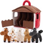 Horse Stuffed Animal Set - 11  Plush Ponies With Stable - Kids Toy Collection