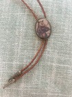 Opossum Playing Fiddle Bolo Tie Vintage Western Leather Cowboy Necktie