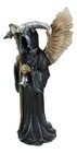 Winged Death Angel Grim Reaper With Scythe And Silver Toll Bell Figurine