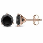 1ct Lab Created Round Cut Black Diamond Stud Earrings Rose Gold Plated