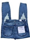 Good American Blue Denim Good Waist Ripped Crop Shadow Pockets Jeans Blue855