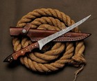 Handmade Damascus Steel Fillet Knife Flexible Blade Knife With Leather Sheath