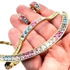 Vintage Givenchy New York Paris Crystal Gold Necklace Bracelet Earrings Set