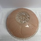 Vintage Art Deco 3 Hole Pink   White Frosted Floral Ceiling Light Shade Globe   s