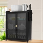 3-tier Dish Cabinet Dustproof Drainer Cabinet With Double Door Kitchen Organizer