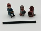 Vintage Cast Iron Fire Truck Driver Figure Hydrant Parts Lot Toy Accessory