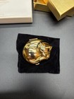 Vintage Estee Lauder    cat Nap    Lucidity Powder Compact Gold Cat Black Collar