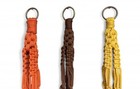 Lot Of 3 Vintage Macrame Plant Hanger 4  Tall Hanging Basket Brown Wood Beads