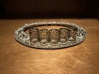 Vintage Filigree Oval Hollow Vanity Lipstick Holder Footed Tray