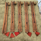 Set Of 5 Antique Fishcrafters Ice Fishing Wood Tip-ups  Felt Flags  Worcester Ma