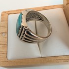 Carolyn Pollack 925 Sterling Silver Turquoise Chunky Stamped Band Ring Sz 8 75