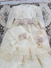 Free Shipping   Beautiful Beige Christening Gown  Baptism Dress Hermoso Vestido