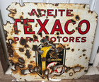 Rare Original Texaco Motor Oil 30x30 Inches Double Sided Porcelain Sign Spanish