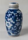 Antique Chinese Underglaze Blue And White Prunus Snuff Bottle