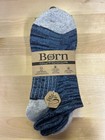 Born Outdoor Wool Blend Socks Shoe Size 4-10 Grey blue 6 Pairs Total