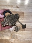 Harley Davidson Padlock Fatboy Biker Lock Keys Patina Motorcycle Collector Brass