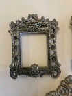 Lot Of 3 Vintage Small Ornate Silvertone Metal Picture Frames Flowers Gallery 