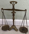 Vintage Brass Beam Balance Scale With Ornate Base